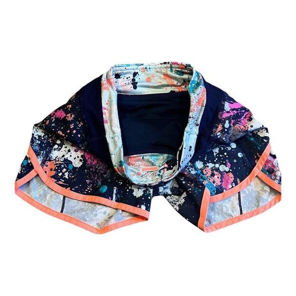 Ivivva Girls Lululemon Paint Splatter Stretchy Dance Bike Gymnastic Shorts Sz 10 - Picture 2 of 6